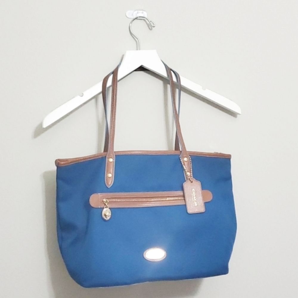Coach Blue Sawyer Canvas Tote Bag